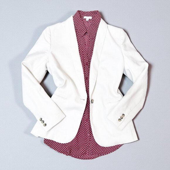 J. Crew Parke Linen Blazer White Women's Size 0 - Picture 1 of 8